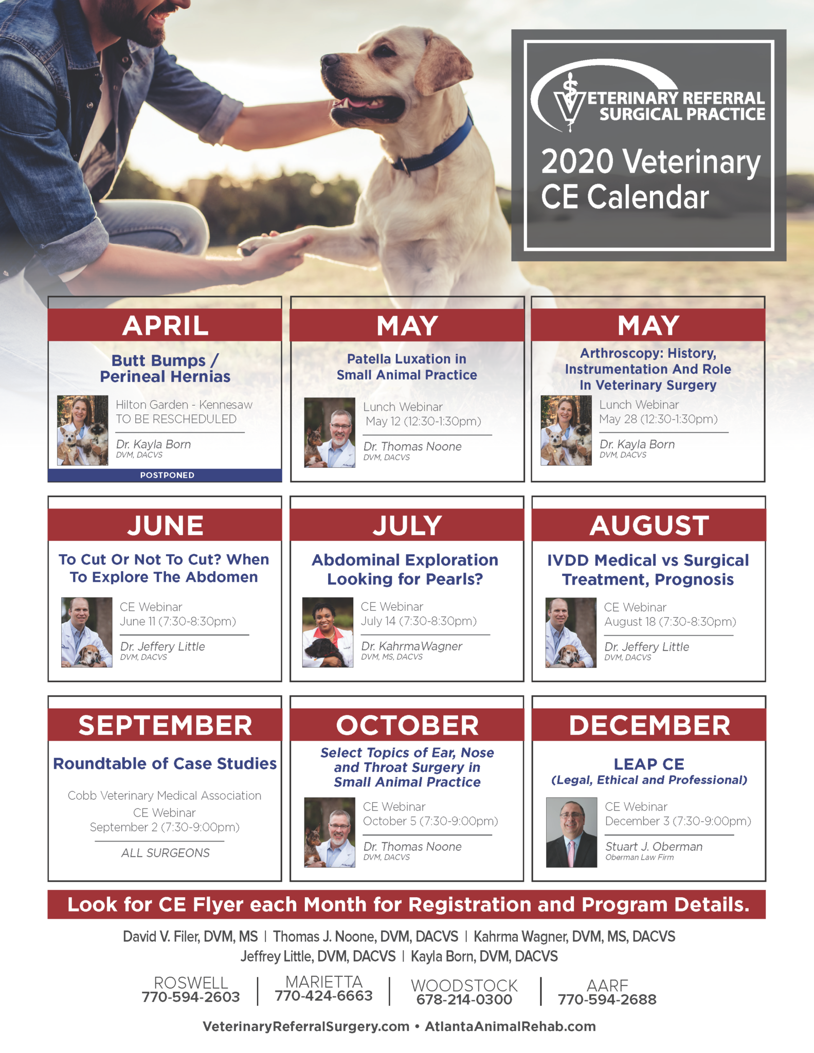 2020 Veterinary CE Calendar - Veterinary Referral Surgical Practice